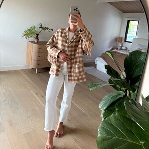 Checkered western jacket with fringe detail